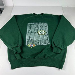 VTG 90s Super Bowl XXXII Green Bay Packers Sweatshirt Extra Large Green Crewneck